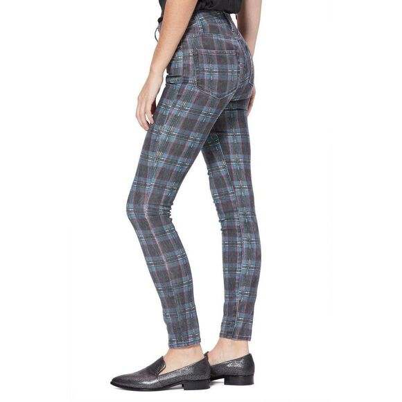 PAIGE Hoxton Plaid High Rise Skinny Ankle Jeans Size 25 - Picture 5 of 6